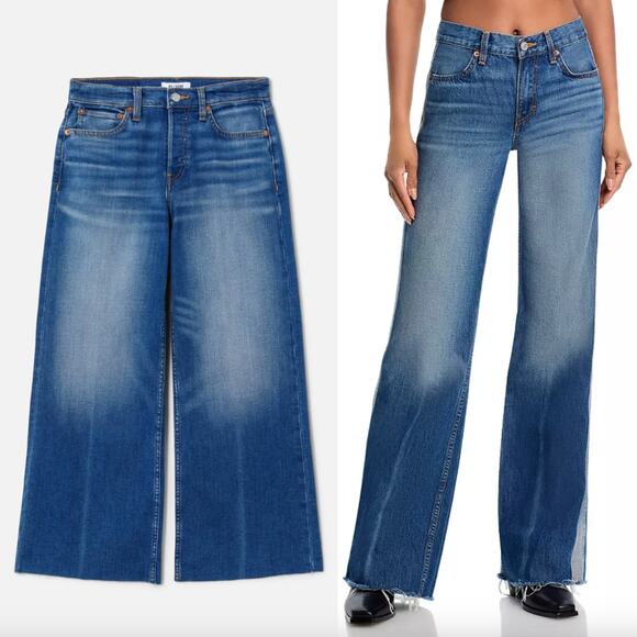 RE/DONE | The Marielou in Viper Blue Full Length 35in Inseam Wide Leg Jeans 25 - Picture 1 of 16
